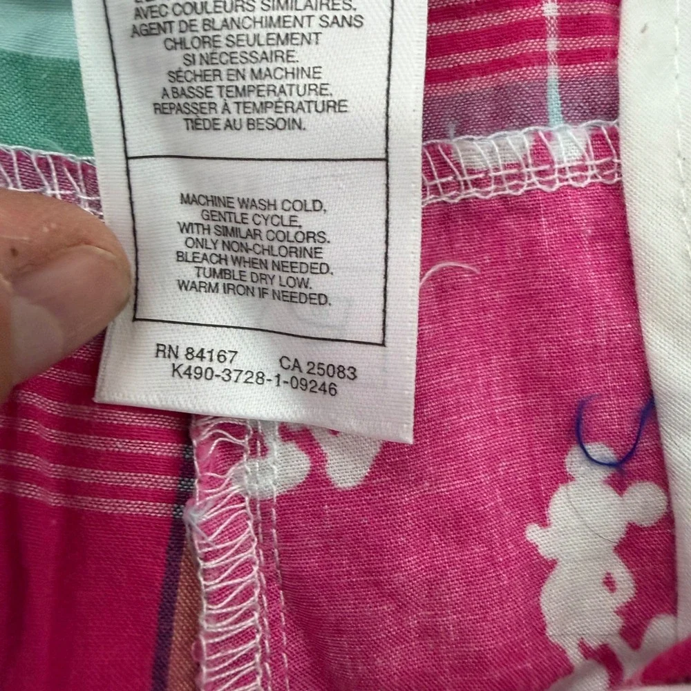 Disney Parks Plaid Patchwork Shorts Womens XL Pink Mickey Mouse Madras K490-3728